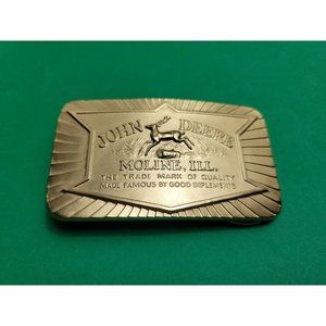 JOHN DEERE 1984 LIMITED EDITION MOLINE SHIELD TRADEMARK GOLD BELT BUCKLE
